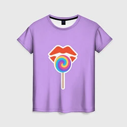 Футболка женская Red lips and lollipop, цвет: 3D-принт