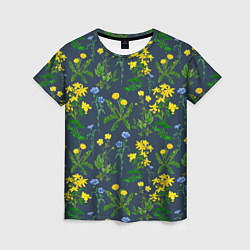 Футболка женская Одуванчики и другие полевые цветы - ботанический п, цвет: 3D-принт