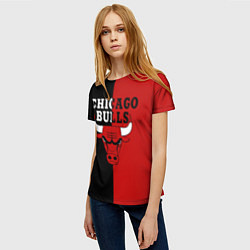 Футболка женская Чикаго Буллз black & red, цвет: 3D-принт — фото 2