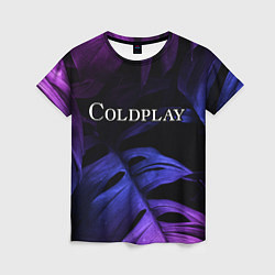 Женская футболка Coldplay neon monstera