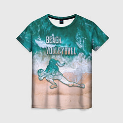 Футболка женская Beach volleyball ocean theme, цвет: 3D-принт