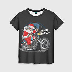 Женская футболка Santa on a bike