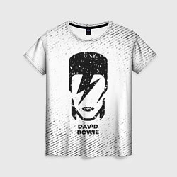 Футболка женская David Bowie с потертостями на светлом фоне, цвет: 3D-принт