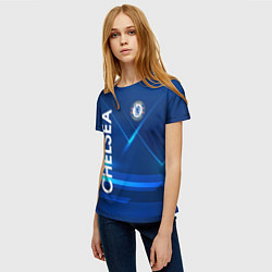 Футболка женская Chelsea Синяя абстракция, цвет: 3D-принт — фото 2