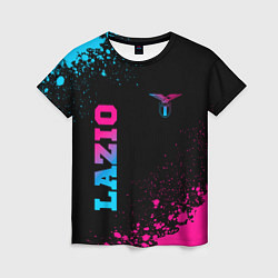 Футболка женская Lazio - neon gradient: символ и надпись вертикальн, цвет: 3D-принт