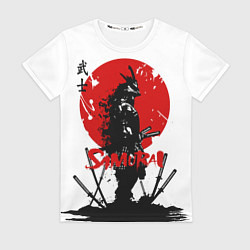 Футболка женская Самурай, Катаны и Красное Солнце, цвет: 3D-принт