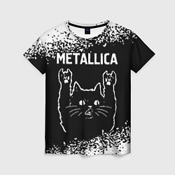 Футболка женская Группа Metallica и рок кот, цвет: 3D-принт