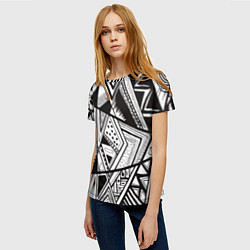Футболка женская Черно белый узор, цвет: 3D-принт — фото 2