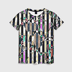 Футболка женская Разноцветный полосатый абстрактный узор, цвет: 3D-принт