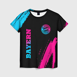 Футболка женская Bayern - neon gradient: надпись, символ, цвет: 3D-принт