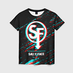 Футболка женская Sally Face в стиле glitch и баги графики на темном, цвет: 3D-принт