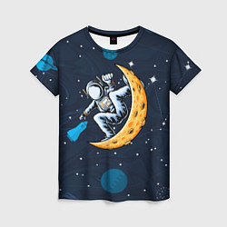 Футболка женская Космонавт на луне, цвет: 3D-принт