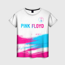 Женская футболка Pink Floyd neon gradient style: символ сверху