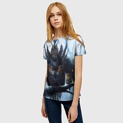 Футболка женская Сова, сидящая на ветке, цвет: 3D-принт — фото 2