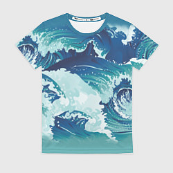 Футболка женская Несущиеся морские волны, цвет: 3D-принт