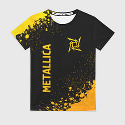 Футболка женская Metallica - gold gradient: надпись, символ, цвет: 3D-принт
