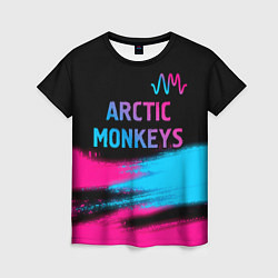 Футболка женская Arctic Monkeys - neon gradient: символ сверху, цвет: 3D-принт