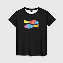 Футболка женская Цветные рыбки знака зодиака, цвет: 3D-принт