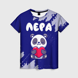 Женская футболка Лера панда с сердечком