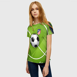 Футболка женская Atletico madrid Мяч, цвет: 3D-принт — фото 2