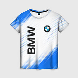 Футболка женская Bmw синяя текстура, цвет: 3D-принт