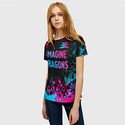 Футболка женская Imagine Dragons - neon gradient: символ сверху, цвет: 3D-принт — фото 2