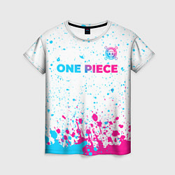 Футболка женская One Piece neon gradient style: символ сверху, цвет: 3D-принт