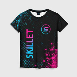 Футболка женская Skillet - neon gradient: надпись, символ, цвет: 3D-принт