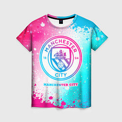 Футболка женская Manchester City neon gradient style, цвет: 3D-принт
