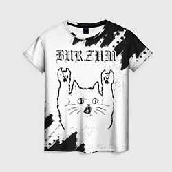 Футболка женская Burzum рок кот на светлом фоне, цвет: 3D-принт
