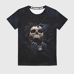 Женская футболка Hands on skull