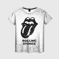 Футболка женская Rolling Stones с потертостями на светлом фоне, цвет: 3D-принт