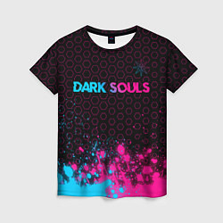 Женская футболка Dark Souls - neon gradient: символ сверху