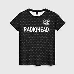 Футболка женская Radiohead glitch на темном фоне: символ сверху, цвет: 3D-принт