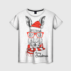 Футболка женская Santa Rabbit Merry Christmas!, цвет: 3D-принт