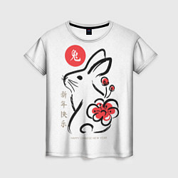 Футболка женская Rabbit with flower - chinese new year, цвет: 3D-принт