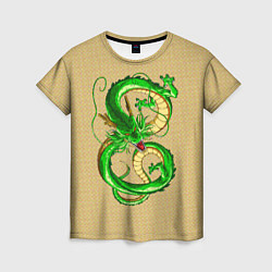 Футболка женская Зелёный дракон в форме цифры 8, цвет: 3D-принт