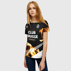 Футболка женская Club Brugge legendary sport fire, цвет: 3D-принт — фото 2