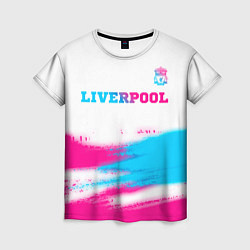 Женская футболка Liverpool neon gradient style: символ сверху