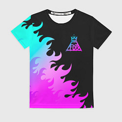 Футболка женская Fall Out Boy неоновый огонь, цвет: 3D-принт