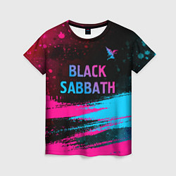 Женская футболка Black Sabbath - neon gradient: символ сверху