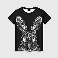 Футболка женская Черный кролик арт, цвет: 3D-принт