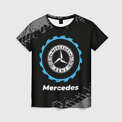 Футболка женская Mercedes в стиле Top Gear со следами шин на фоне, цвет: 3D-принт