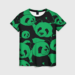 Женская футболка Panda green pattern