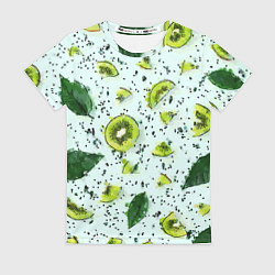 Женская футболка Киви мята ментол - акварель
