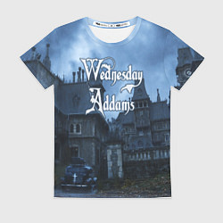 Женская футболка Уэнсдэй Аддамс - замок