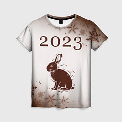 Женская футболка Кролик 2023 силуэт на светлом