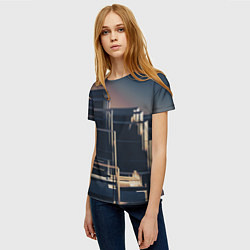 Футболка женская Множество стеклянных кубов и фигур, цвет: 3D-принт — фото 2