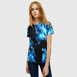 Футболка женская Красивый синий огонь, цвет: 3D-принт — фото 2