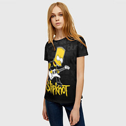 Футболка женская Slipknot Барт Симпсон рокер логотипы, цвет: 3D-принт — фото 2